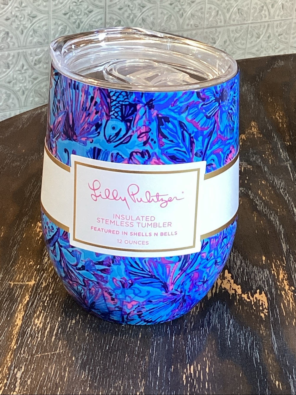 Lilly Pulitzer Shells N Bells Insulated Stemless 12 oz Tumbler